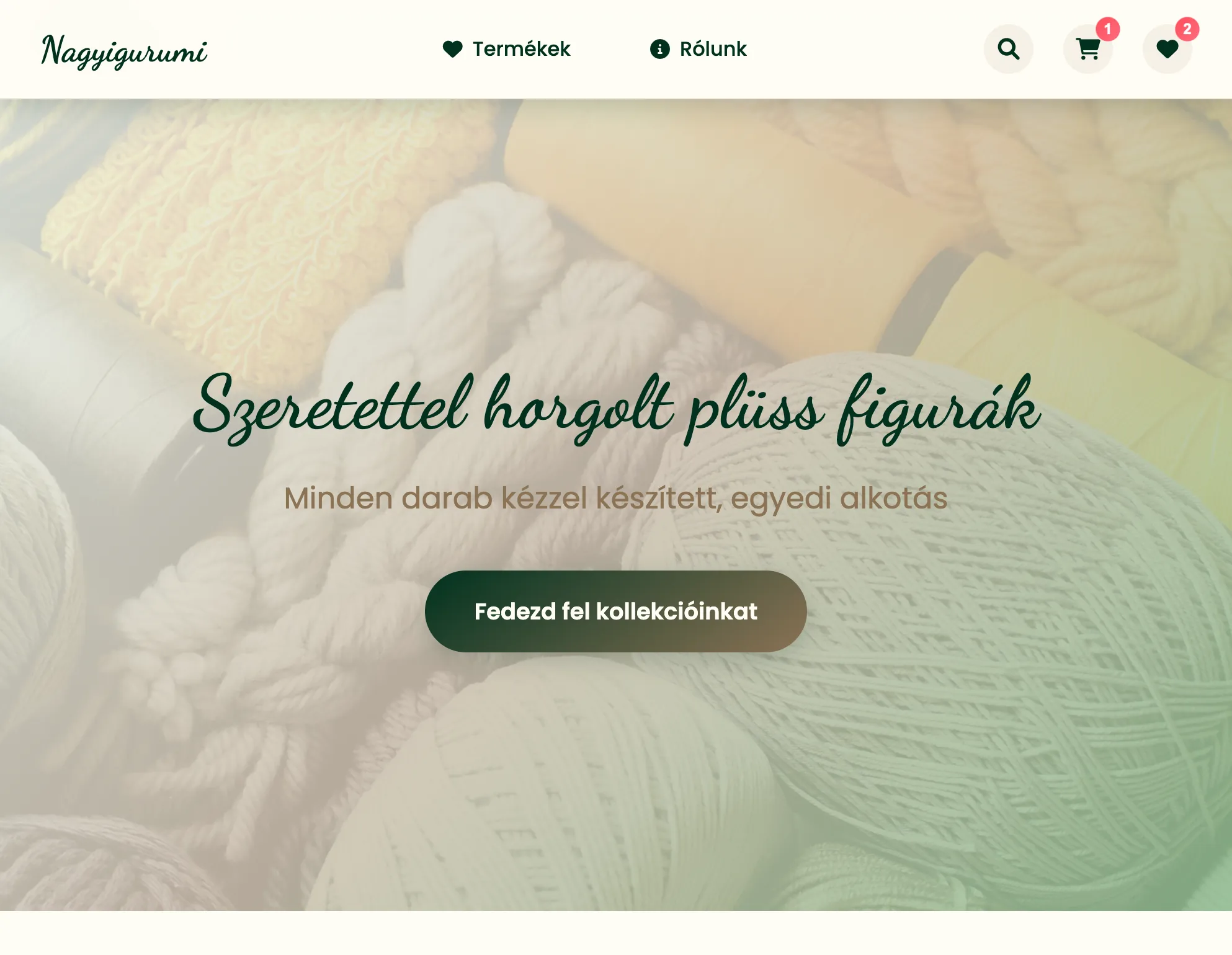 Nagyigurumi webshop e-kereskedelem design